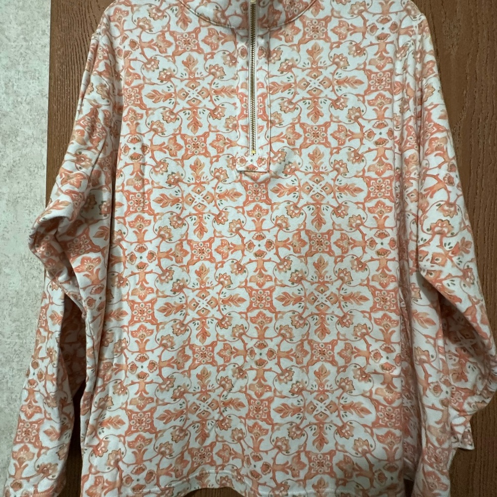 Croft & Barrow Peach pattern 1/4 zip top 2x